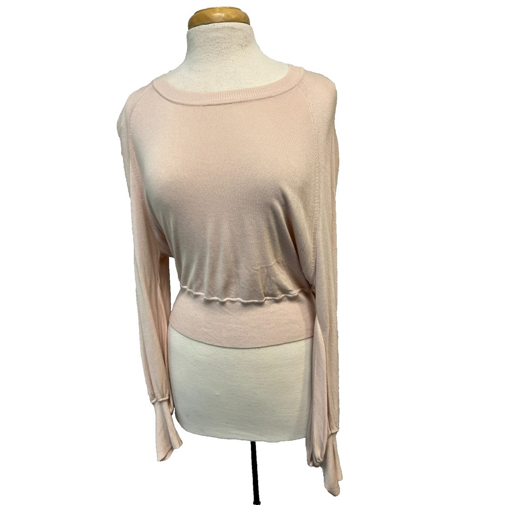 Adeam Studio/Yoga Sweater Open Twist Back Soft Pink Light Weight Long Sleeves, L